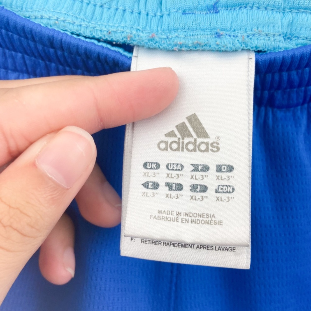 Adidas blue & white track athletic shorts Sz S - Picture 4 of 4